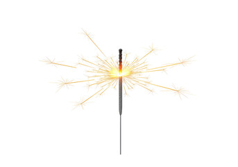 Isolated Festive Sparkler Emitting Golden Light