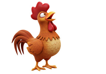 Isolated Crowing Cartoon Rooster