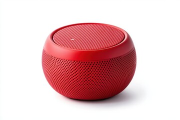 Red portable bluetooth speaker isolated on white background