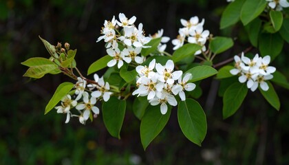 Close-up of Delicate White Blossoms on a Branch