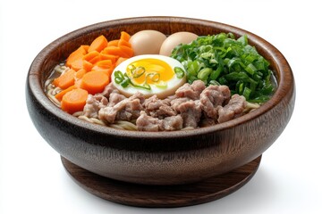 Delicious bowl of asian food isolated on white background