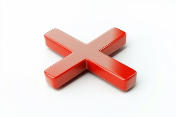 Shiny red letter x isolated on white background