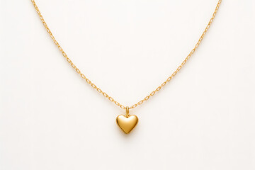 Elegant Heart Pendant: A delicate, gold heart pendant hangs from a fine chain, radiating a timeless symbol of love, care, and affection.