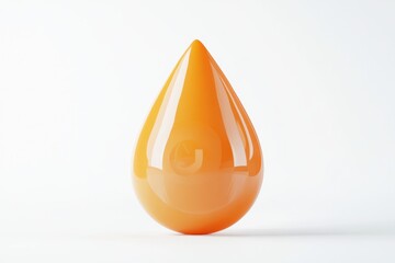 Glossy orange drop shape isolated on white background