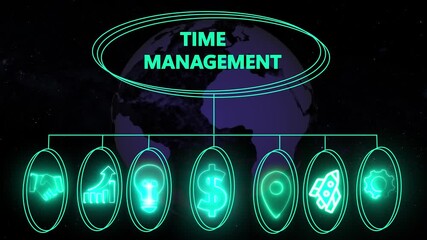 Time management concept with gear icons and teamwork illustrated in modern style ,Business, Internet and network concept data transfer to multi devices futuristic technology abstract background - Powered by Adobe