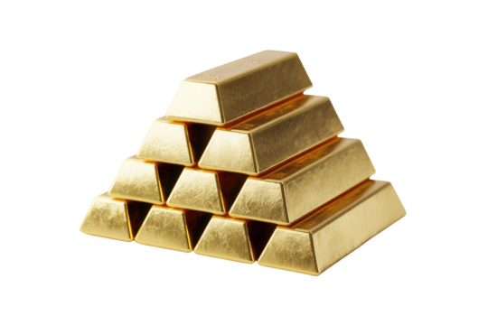 Gold bars stacked in a pyramid - Powered by Adobe