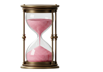 Isolated Bronze Hourglass with Pink Sand