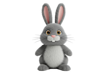 Isolated Adorable Gray Bunny with Wide Eyes and Tiny Teeth