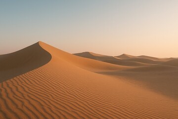 Desert sunset landscape with soft sand dunes