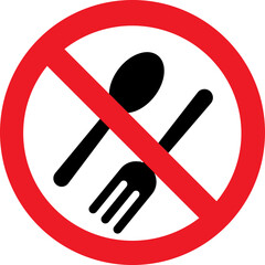 Do not eat icon. No food sign. flat vector illustration design.no eating and drinking sign ban on food forbidden black in red circle isolated on white background vector illustration