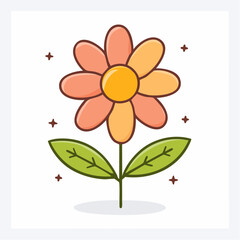 Illustration of a Cute Daisy Flower with Pastel Colors on a White Background for Children