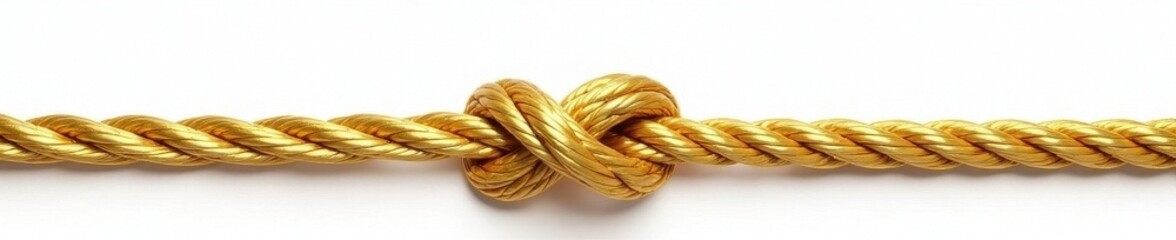 Shiny golden noose, coiled rope, pure white background, element, design, restraint