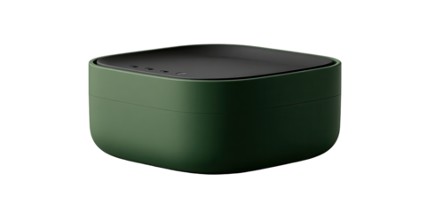 Olive-green square device with dark top