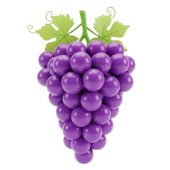 Realistic purple grape bunch isolated on transparent background