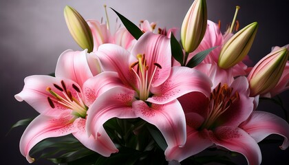 Fototapeta premium bouquet of pink lilies