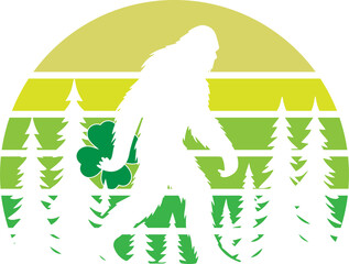 St Patricks Day Bigfoot Irish Shamrock