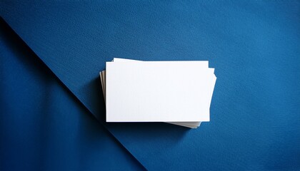 blank white buisness card 3d mokup on blue background minimalist mockup for design and branding generated by ai