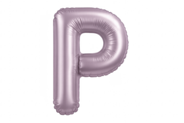 Metallic Purple Balloon Letter P on Transparent Background