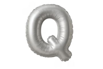 Silver foil balloon letter q floating with transparent background