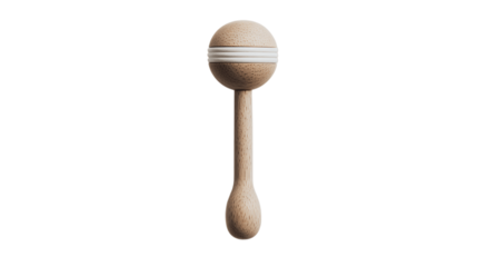 A minimal display of baby rattle, white background --ar 16:9