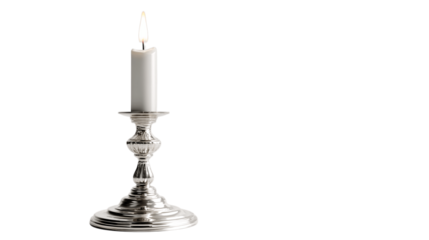 A single candle holder, white background --ar 16:9