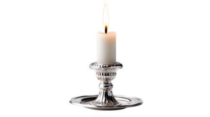 A single candle holder, white background --ar 16:9