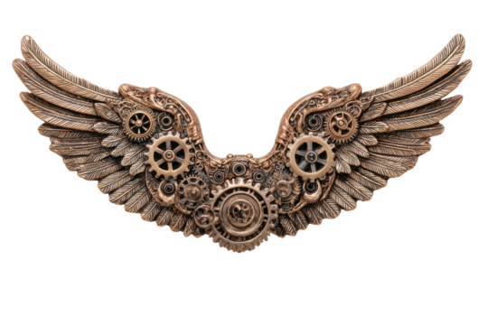 Steampunk wings adorned with intricate gears