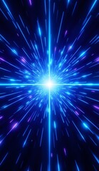 Naklejka premium Radiant Blue Light Burst in Space