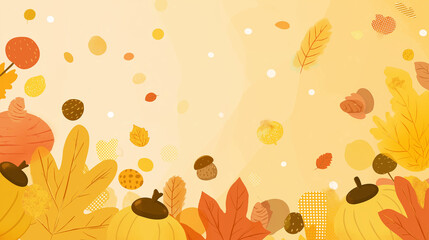 Autumn Leaves and Pumpkins Illustration
