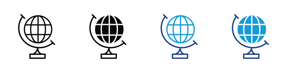 Earth globe icon set, globe earth on stand school education icon,  vector illustration . 