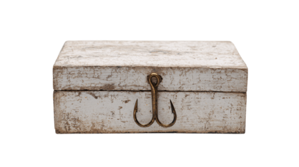 A studio shot of fish hook box, white background --ar 16:9