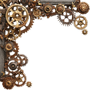 Ornate gears & cogs corner border