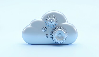 Cloud with Integrated Gears Representing Technology and Process