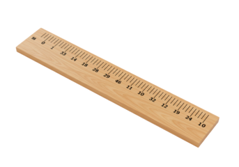 Isolated Wooden Ruler with Inscribed Numerical Scale