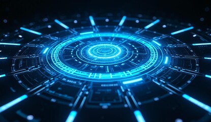 Futuristic Circular Interface with Blue Illumination
