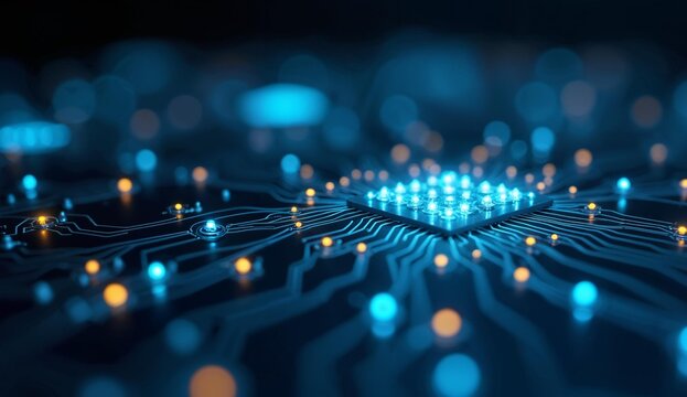 Illuminated Circuit Board with Central Processing Unit