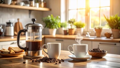 Obraz premium Morning Coffee in Cozy Kitchen