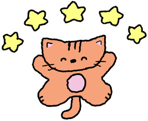 별 과 고양이 손그림 일러스트