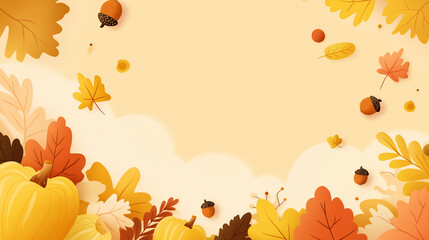 Autumn Leaves and Pumpkins Festive Frame