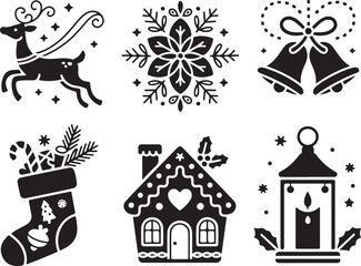 Festive Christmas icons for holiday projects and decorations