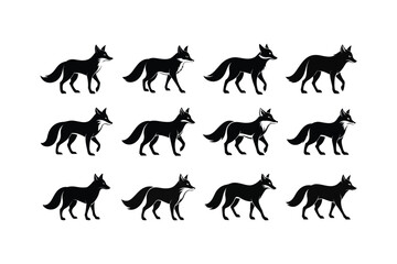 Fox walking clean black silhouette vector