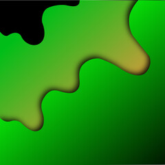 Wavy green abstract liquid 3d neon, dark gradient style empty background, vector wallpaper.