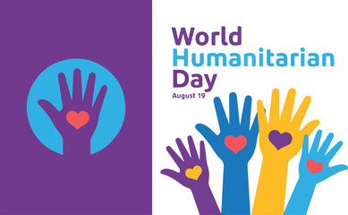 World Humanitarian Day Colorful Hands with Hearts