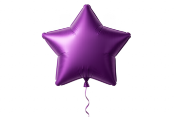 Purple star shaped balloon floating with transparent background