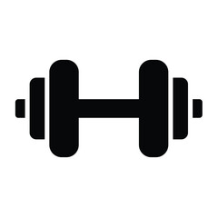 Simple Black Dumbbell Icon for Fitness and Weightlifting Imagery