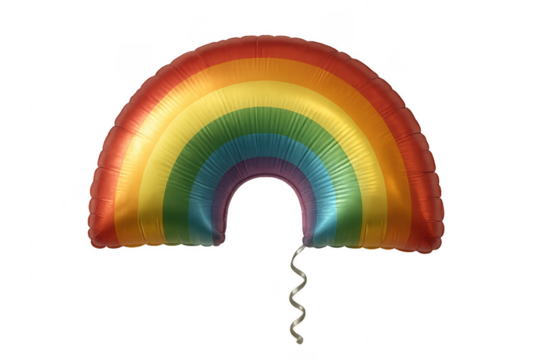 Rainbow Shaped Foil Balloon Floating with Transparent Background - Powered by Adobe