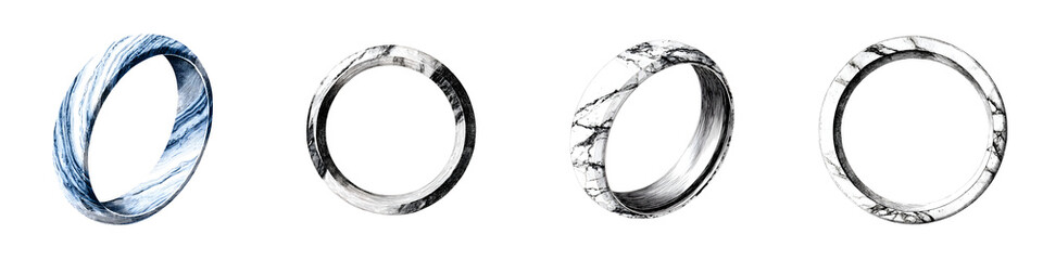 Obraz premium Abstract Watercolor Marble Rings Collection