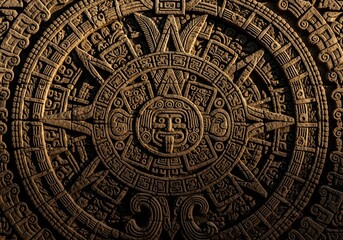 Obraz premium Aztec-Inspired Wall Carving in Chicano Neighborhood