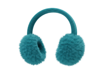 Isolated Teal Furry Earmuffs for Winter Warmth