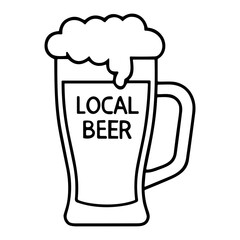 Simple Outline Style Local Beer Glass Drink With Foam Icon Illustration